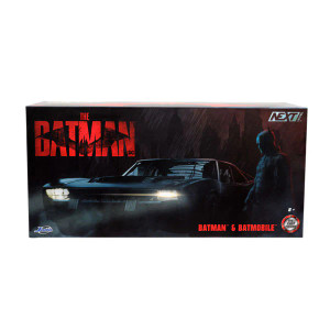 Jada Toy's Die-Cast Vehicles capture the essence of Hollywood’s most iconic vehicles and characters as die-cast collectibles with the distinctive style of Jada Toys. These 1/24 scale die-cast vehicles authentically recreate vehicles from movies, or are created using original designs inspired by fan-favourite franchises across pop culture.

Based on its appearance in the upcoming 2022 Batman film, the all-new Batmobile has been created with a die-cast body and rubber tyres. The iconic vehicle features a sleek black paint job and a muscle car design, along with opening doors, bonnet, and an exposed rear engine. It's loaded full of detail, and even includes a 2022 Batman miniature, perfect for completing your Batmobile display!

A special release for 2022’s San Diego Comic Con, the unique Black Chrome colour-scheme is a must have for serious Batman collections.

Comes in beautifully designed Batman themed window packaging.

Drive this stunning Die-Cast Vehicle into your Jada Toys collection today!