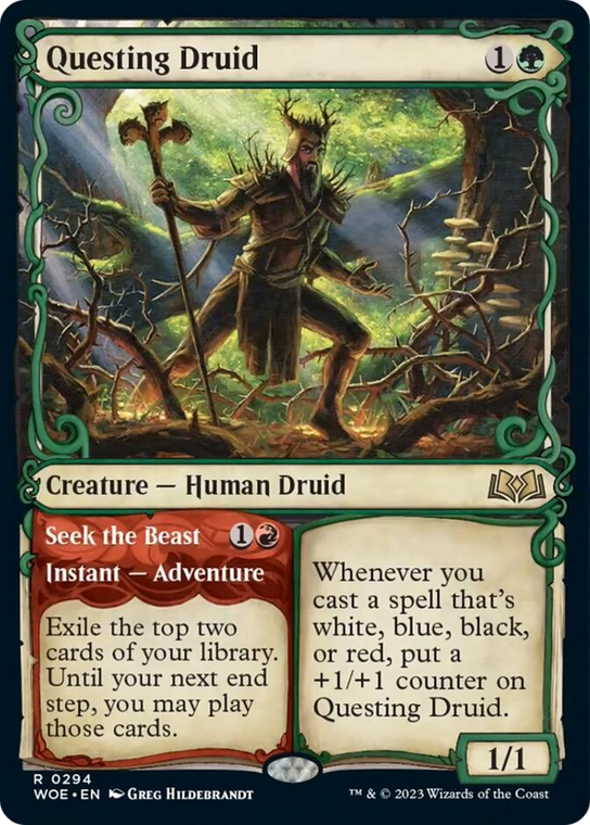 Questing Druid // Seek the Beast (Showcase) - 294 - Wilds of Eldraine (Foil)