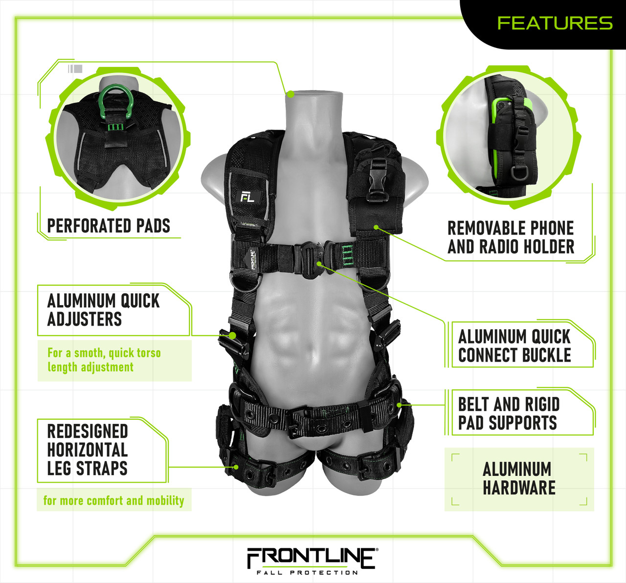 Frontline 250CTB Elite™ Construction Harness Aluminum Hardware and