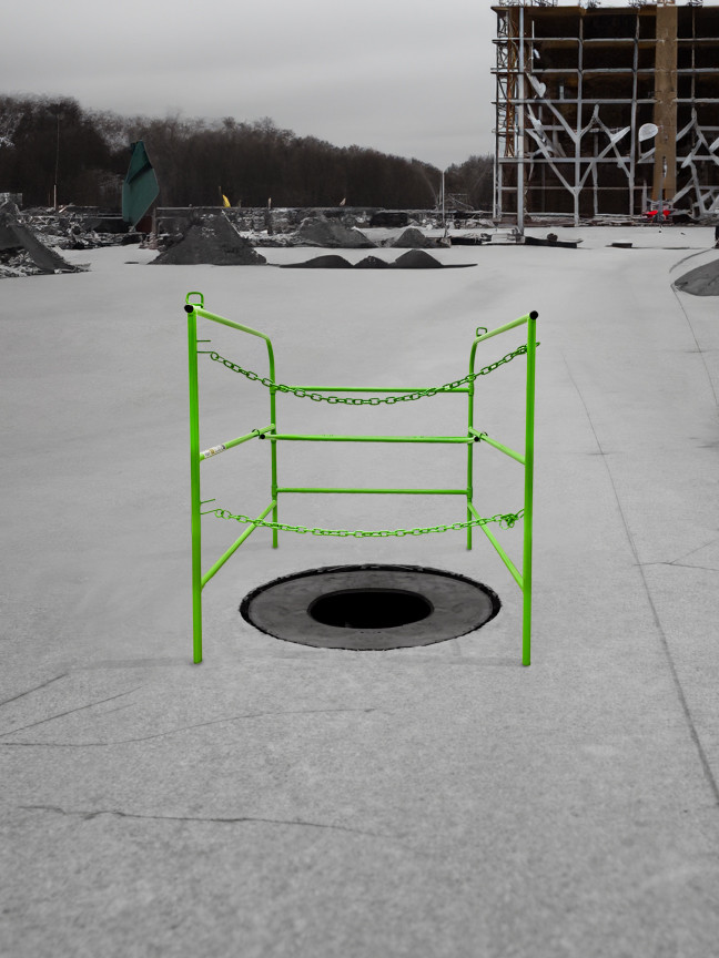 Zenith Safety Manhole Guard Rail - Steel Yellow Protective Rail For 33x33 Inch Openings (44 Lbs)
