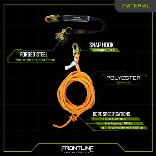 Frontline VLP+RGSS58ES Premium Vertical Lifeline with Shock Pack