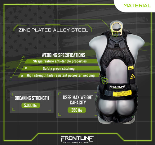 Frontline 350CQC Patriot™ Construction Harness with Airflo™ and Quick  Connect Buckles - Made in USA - Frontline