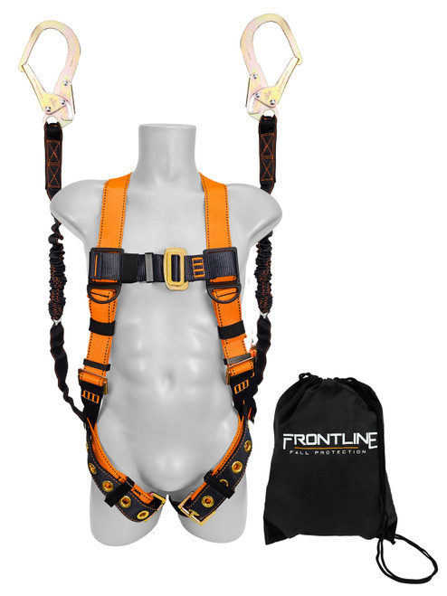 Frontline K100-62R Combat™ Compliance Kit - Harness, 6' Double Rebar Hook Leg Lanyard and Drawstring Bag   Frontline K100-62R Combat™ Compliance Kit - Harness, 6' Double Rebar Hook Leg Lanyard and Drawstring Bag