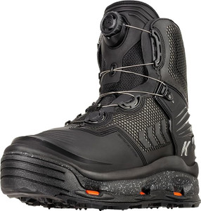 Korkers River Ops Boa, Vibram and studded Vibram Soles- Size 13,Black -  Return/Damaged Packaging