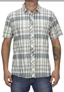 Simms Stone Cold Short Sleeve Shirt - Pearl Madras Plaid Extra Extra Large - Return/Damaged Packaging
