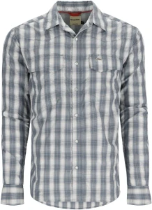 Simms M's Big Sky Fishing Shirt XXL Storm/orange plaid - Return/Damaged Packaging