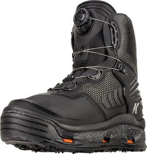 Korkers River Ops Boa, Vibram and felt Soles- Size 13,Black -  Return/Damaged Packaging