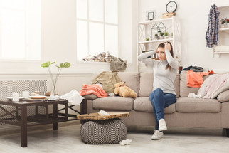 messy family living room