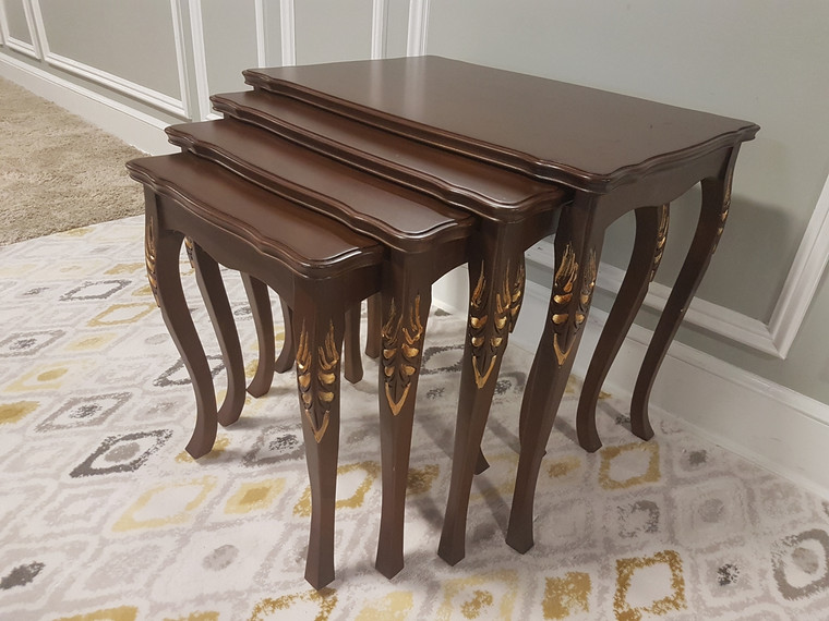 MFS142G Nesting Table - Walnut with Gold