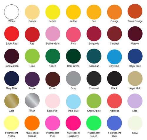 Siser Easyweed Vinyl Color Chart