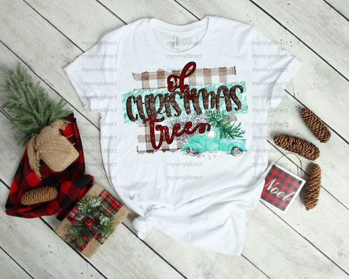 Brown Plaid Oh Christmas Tree | Sublimation Transfer