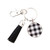 White Plaid & Black Tassel Key Chain