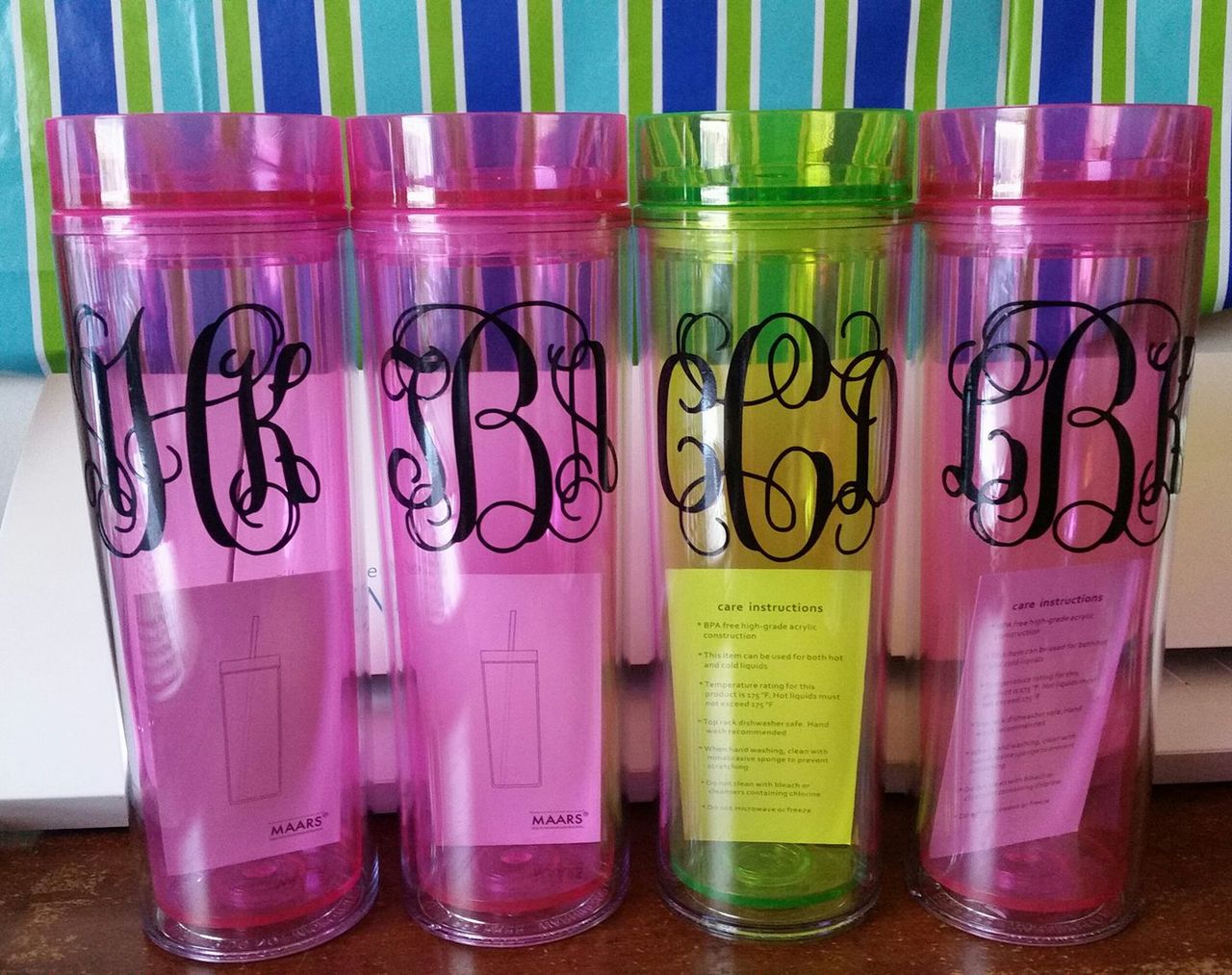 16oz Maars Skinny Acrylic Tumbler Personalized CLOSEOUT PRICING 