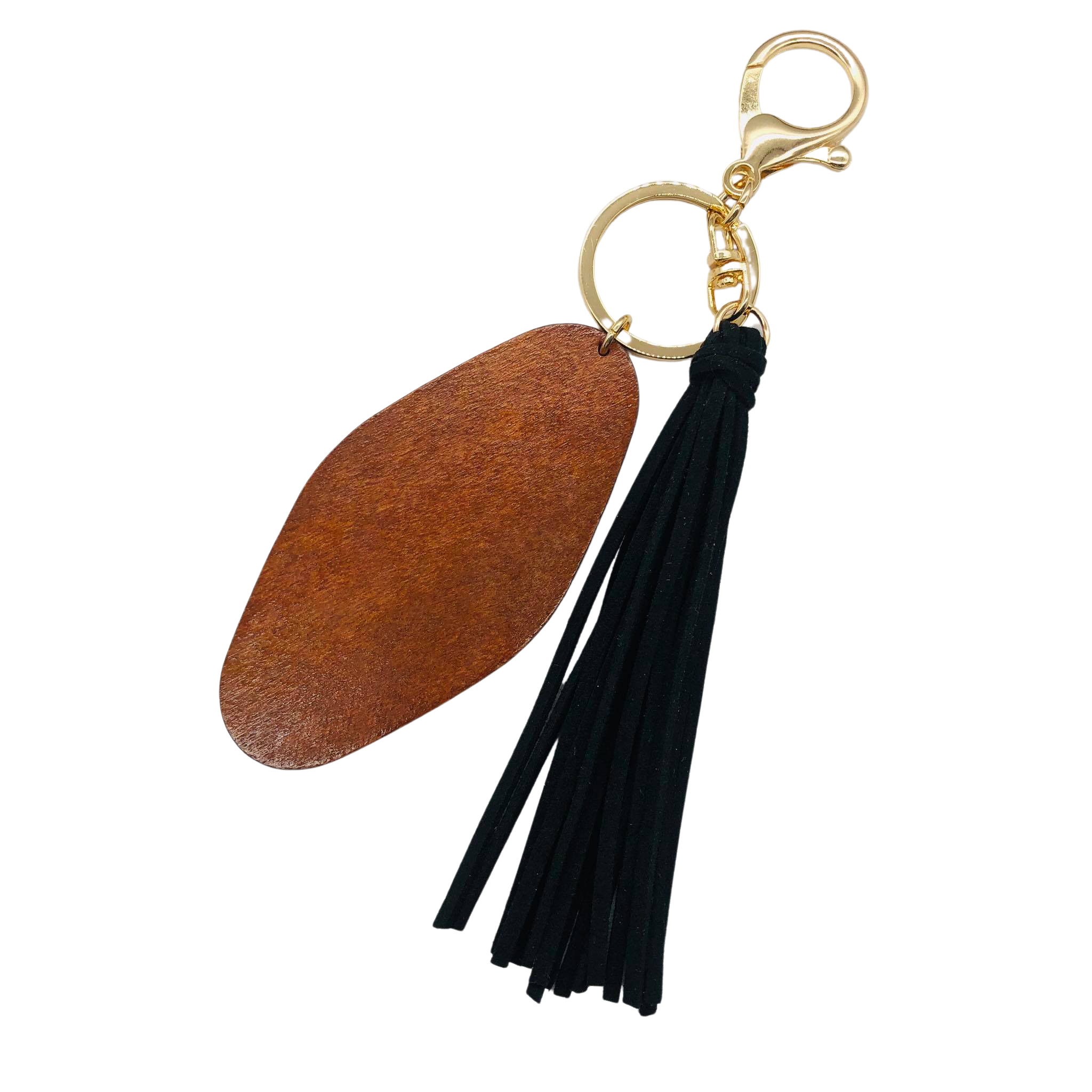 Rainbow Bead & Wood Disc with Tassel Key Chain