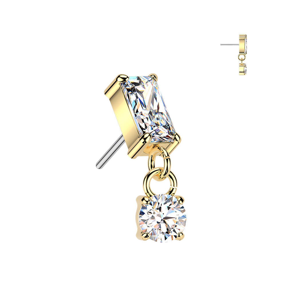Threadless Gold Rectangle Dangle - Beverly Hills Body Jewelry