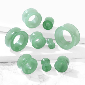 Semi Precious Green Aventurine Stone Double Flared Tunnels