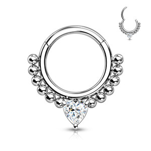 Heart Gem Hinged Hoop
