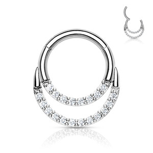 Double Lined CZ Hinged Hoop