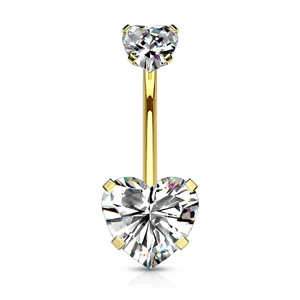 Gold Double Heart Belly Ring