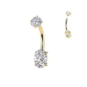 Gold Oval Belly Ring