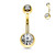 Gold Double Gem Belly Ring