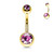 Gold Double Gem Belly Ring