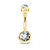 Gold Mini Double Gem Belly Ring