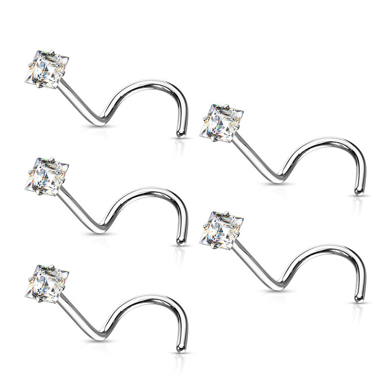 Square Prong Set Screw Nose Ring