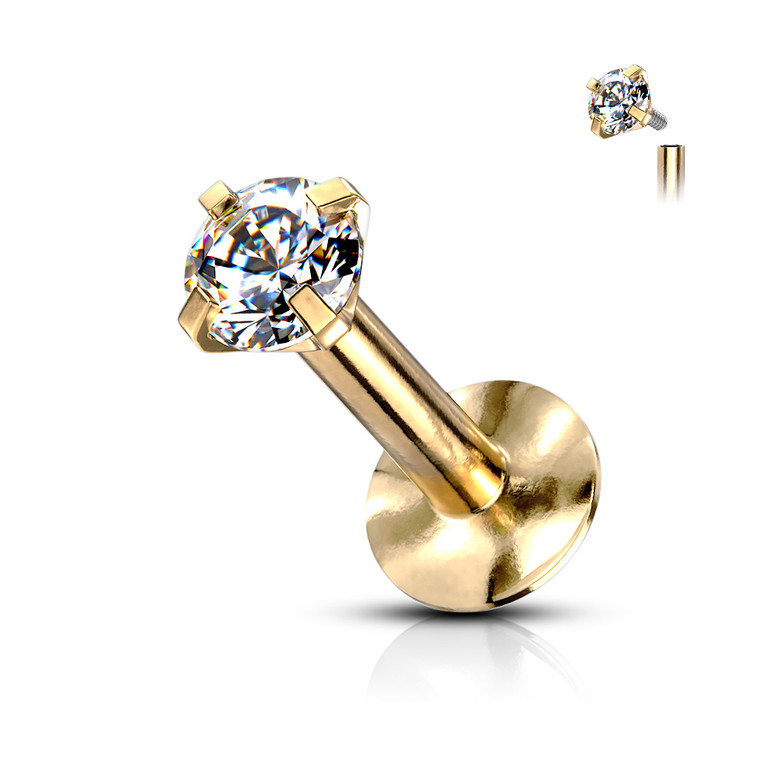 Prong Set Gold CZ Labret
