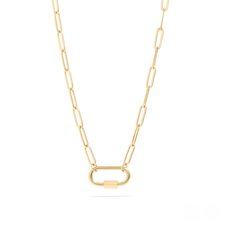 Gold Paperclip Caribiner Necklace