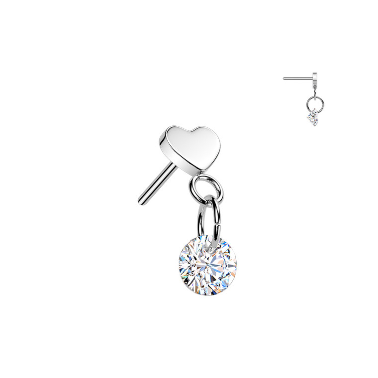Threadless Heart CZ Dangle