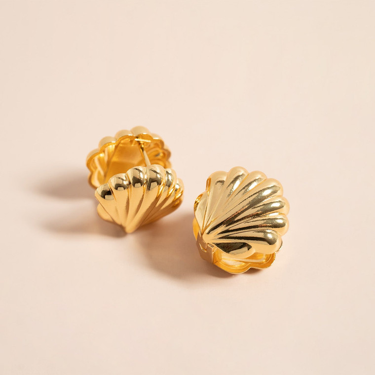 Seashell Huggie Hoops