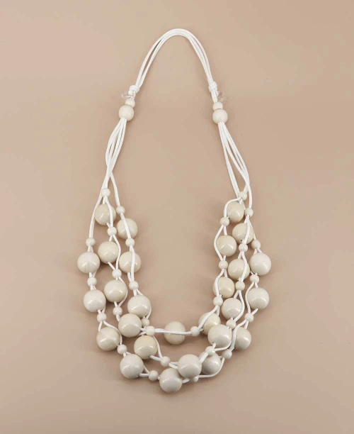 layered bead wood necklace