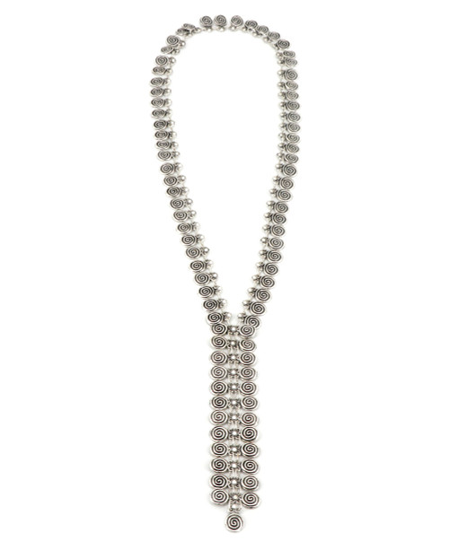 Swirly circle Y-shaped necklace