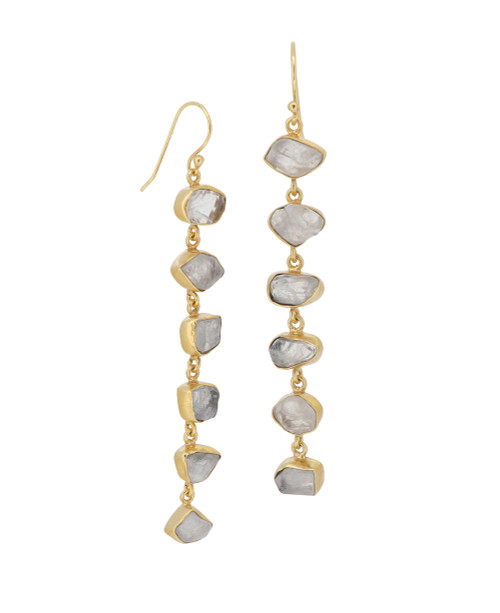 raw cut moonstone earrings