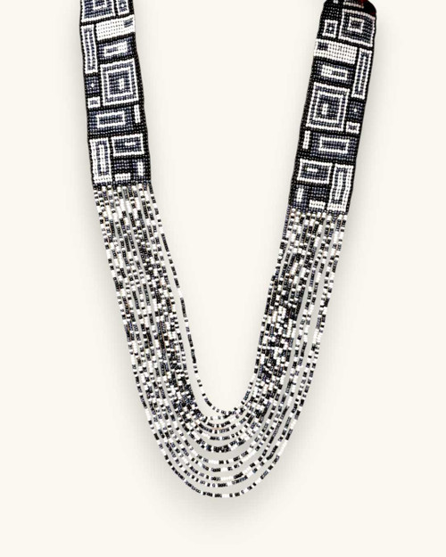 Black & White Glass Beaded Necklace