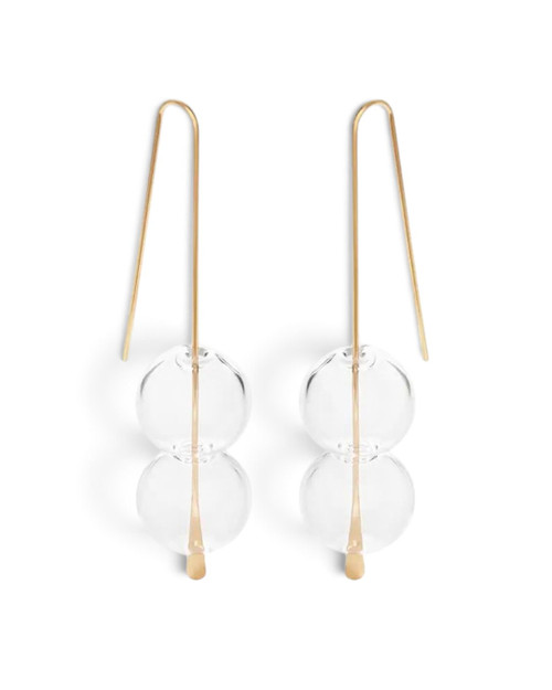 Hand-Blown Glass Double Bubble Drop Earrings
