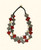 Double-Strand Deep Red and Gray Horn Necklace with Brass Accents