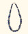 Hand-Painted Blue Pottery Bead Necklace with Floral Patterns