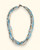 Multistrand beaded necklace with turquoise, white, and gold beads