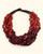 Twisted wood disc necklace in red and burgundy
