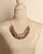 Four-strand recycled fabric necklace with brass chain