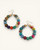 Cultural Elements multicolor fabric-wrapped beaded hoop earrings with hook closures, made from recycled textiles.