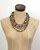 Cultural Elements multicolor five-strand Kantha layered necklace with textile beads and brass spacers.