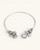 Silver-plated pewter collar necklace shown open on white background, stacked disc clusters visible at both wire ends