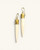 Kenyan hand-carved bone and brass pencil dangle earrings shown upright side by side, front view on white background