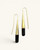 Tosha brass horn threader earrings on white background, front view of gold ribbed cones and black horn cylindrical drops