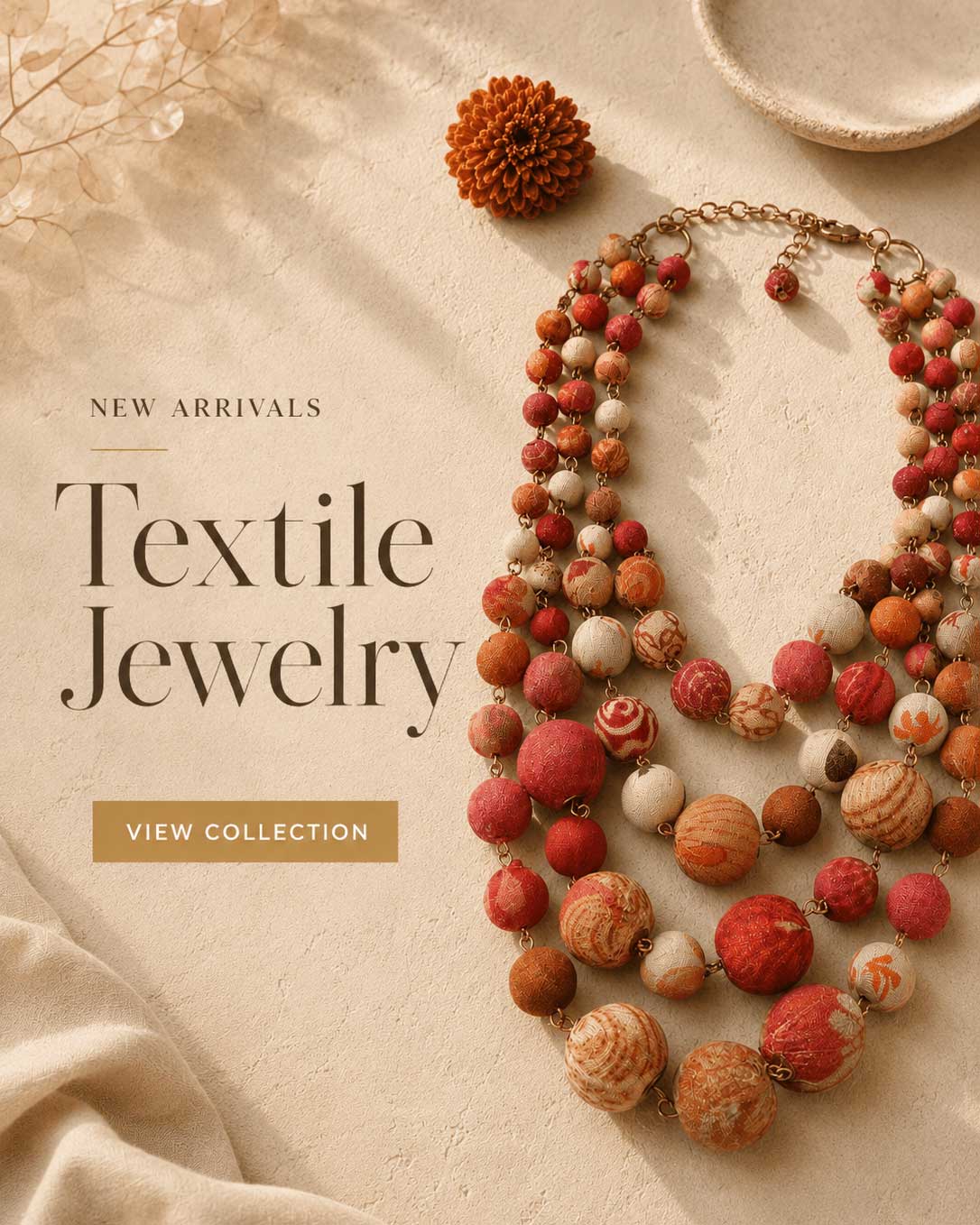 Textile beaded jewelry