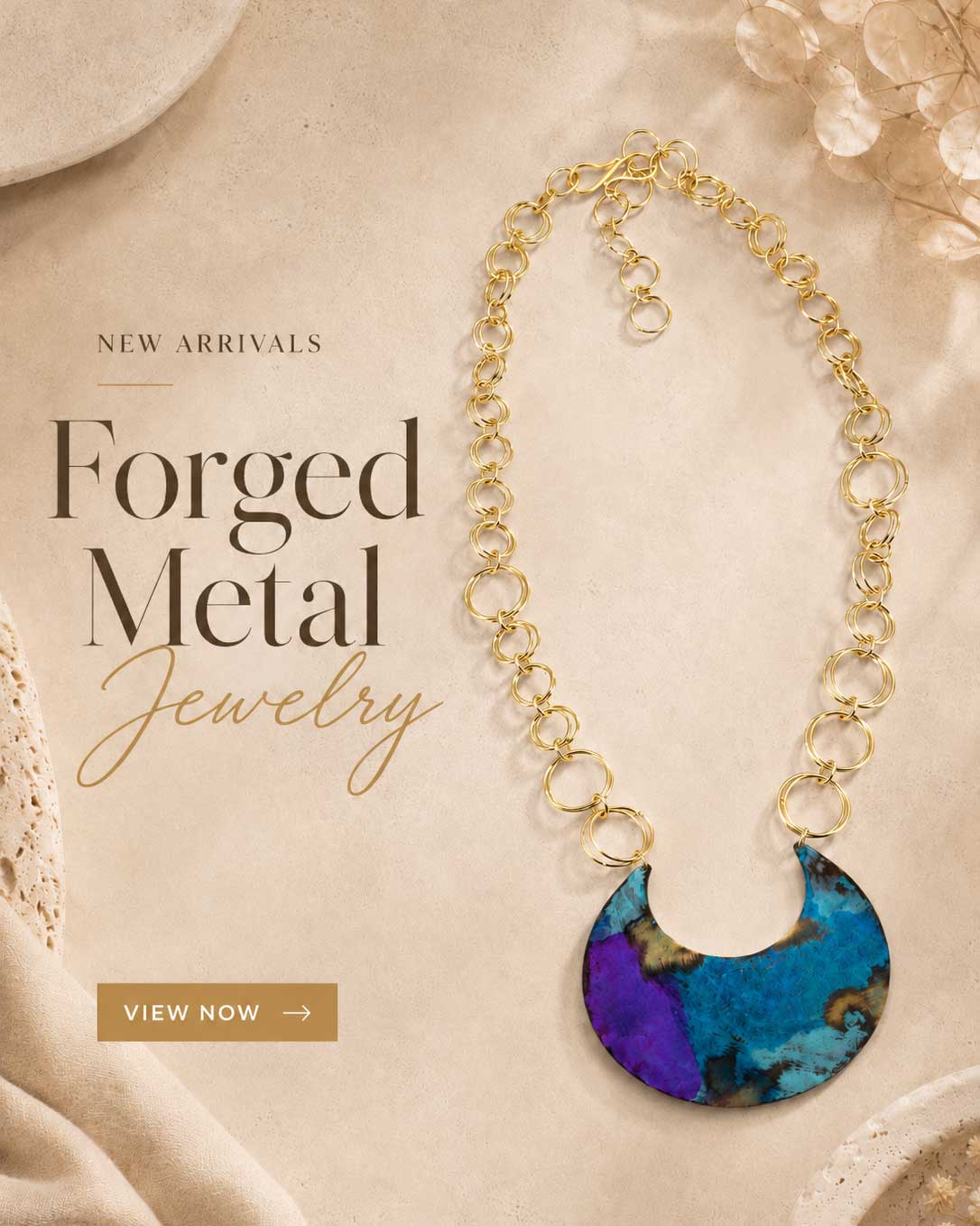 Forged metal statement jewelry