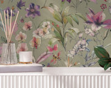RW3791873A Green Floral Wallpaper